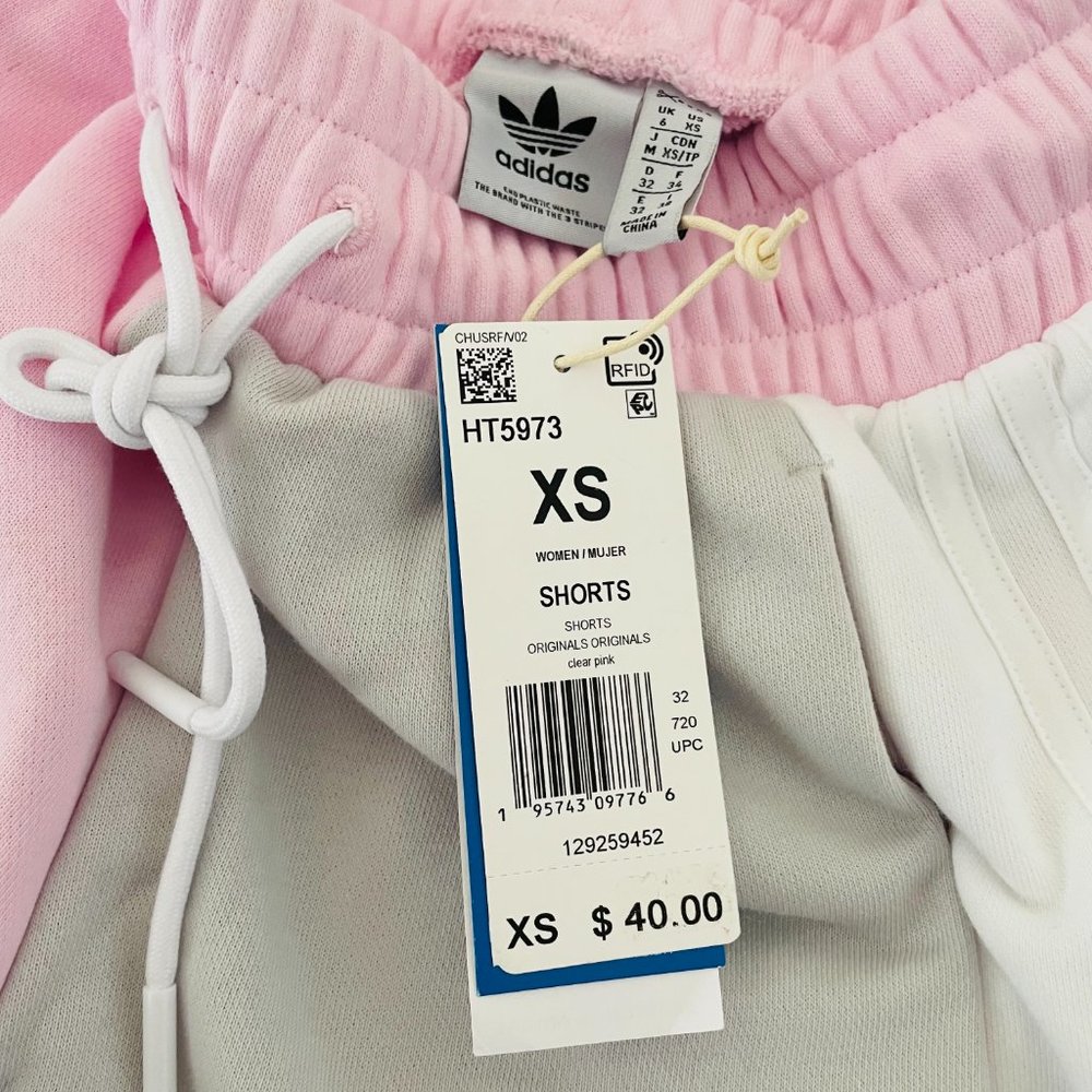 Brand New Adidas Women's Color Block Shorts Pink Gray Size XS - Picture 3 of 3